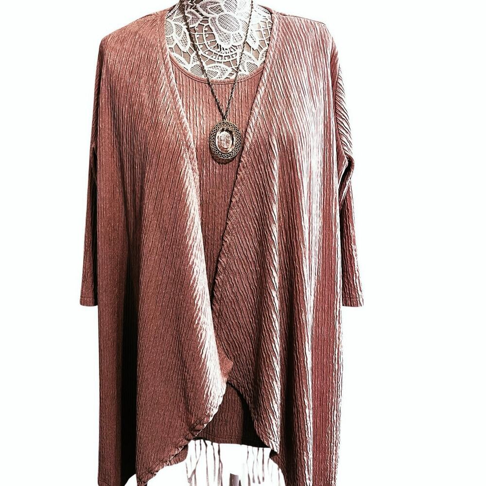 Soft Pink Romans Layered Cardigan w/ Attached Tank – Women’s L EUC